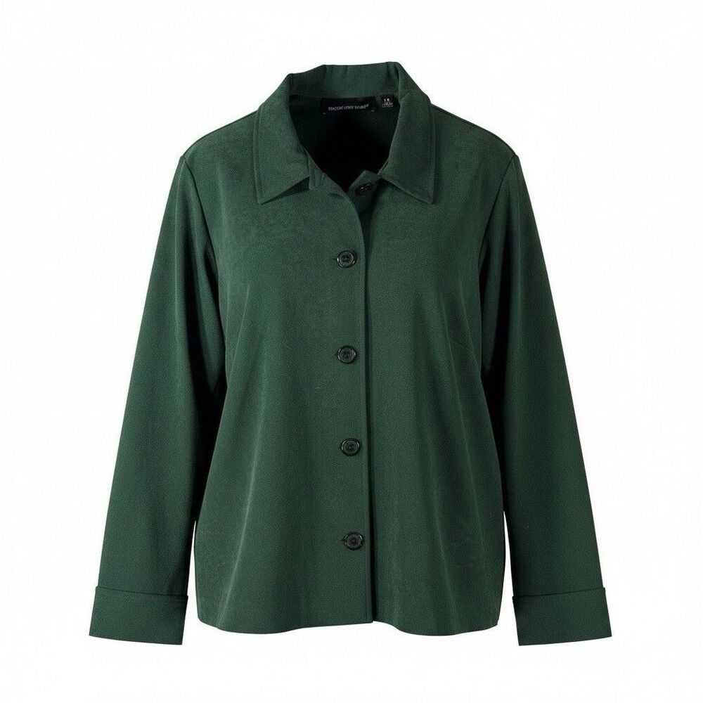 Briggs New York Jacket Womens Medium Green Button Front Polyester Blend